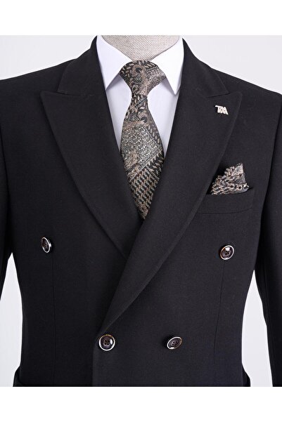 TerziAdemAltun Ανδρικό μονό μπουφάν μαύρο T13340 σε λεπτή εφαρμογή ιταλικού στυλ