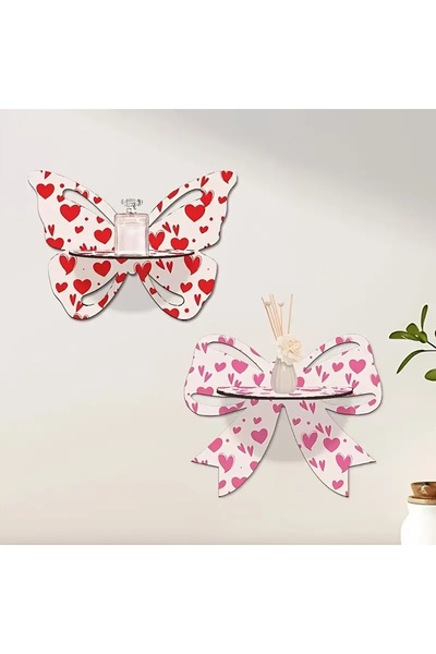 Vegüba Dekoratif Kalp Desenli Leopar Desenli Kelebek Kurdale Raf 2 Li Set