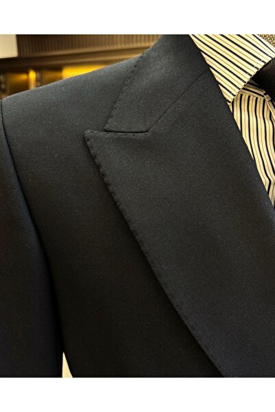 TerziAdemAltun Italian Style Slim Fit Double Breasted Men's Jacket Black T12235