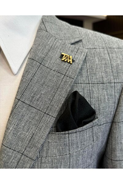 TerziAdemAltun Италиански стил, тънък крой, карирана мъжка сако, черно T12550