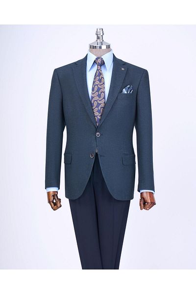 TerziAdemAltun Jachetă unică pentru bărbați, slim fit, în stil italian, cu guler mono, verde T13533
