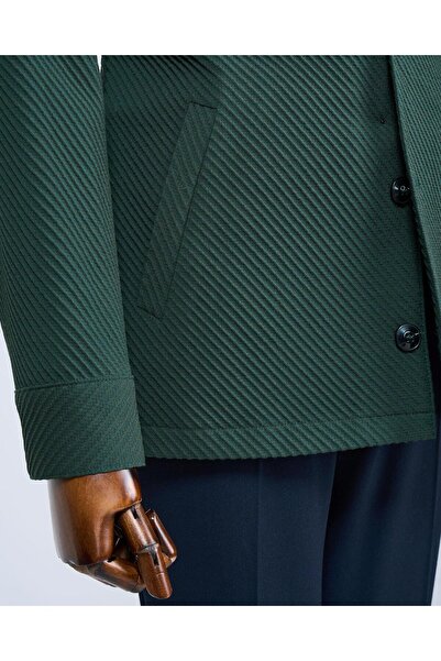 TerziAdemAltun Ανδρικό αθλητικό παλτό σε ιταλικό στυλ slim fit, πράσινο T13091