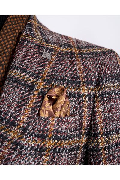 TerziAdemAltun Jachetă unică pentru bărbați în carouri slim fit în stil italian, neagră T13350