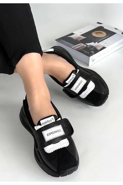 Erbilden Lilay Black Skin White Detailed Sports Shoes