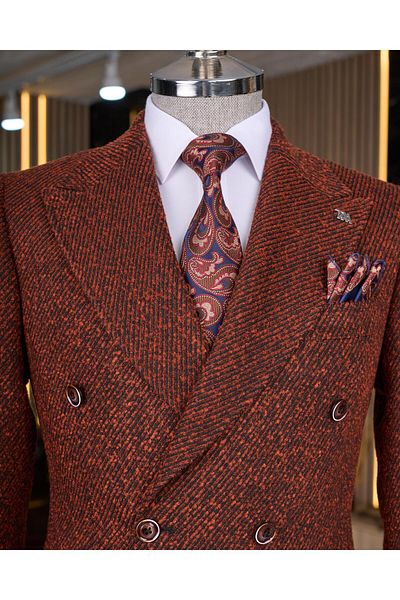 TerziAdemAltun Jachetă unică pentru bărbați, în stil italian, slim fit, la două piept, visiniu T13353