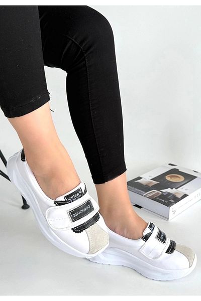 Erbilden Lilay White Skin Black Detailed Sports Shoes