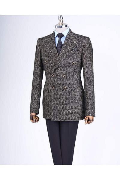TerziAdemAltun Jachetă slim fit în stil italian cu model picior de gală, neagră T13440