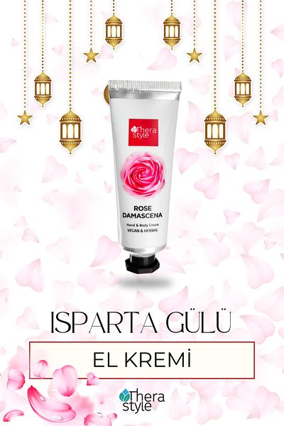 Thera Style Isparta Rose Hand Cream |   Pink Rose Hand Cream 30 ml |   Intensive Moisturizer for Dry Skin