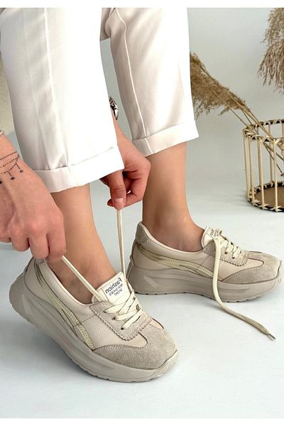 Erbilden Zitta Beige Skin Goal Detailed Sports Shoes