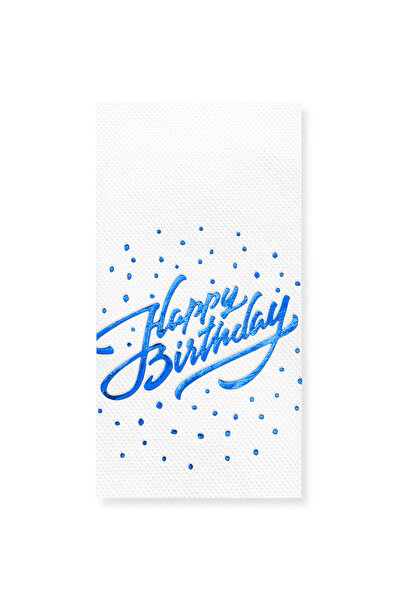 Story 40x40 cm Mavi Varak Happy Birthday Desenli 16'lı 1/8 Katlama Beyaz Renk...
