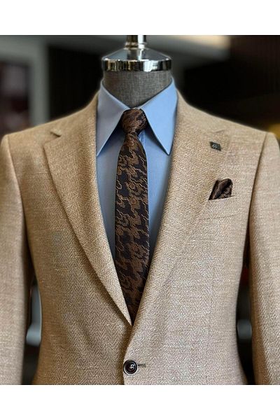TerziAdemAltun Jachetă pentru bărbați în stil italian slim fit mono rever portocaliu T12211