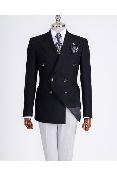 TerziAdemAltun Jachetă unică pentru bărbați din catifea slim fit în stil italian, neagră T13181