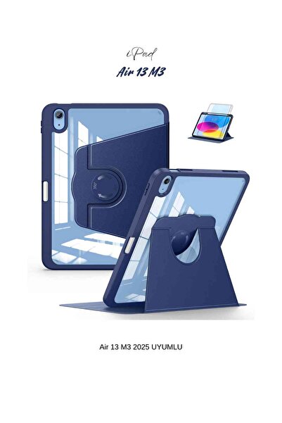 Fuchsia iPad Air 13 2025 M3 Çip Uyumlu 360° Dönebilen Yatay Dikey Standlı Fuchsia Pino Tablet Kılıfı