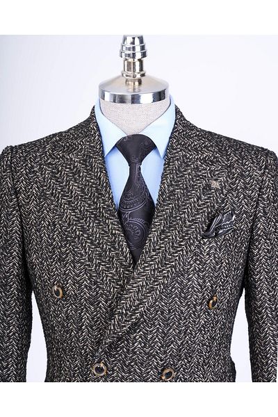 TerziAdemAltun Jachetă slim fit în stil italian cu model picior de gală, neagră T13440