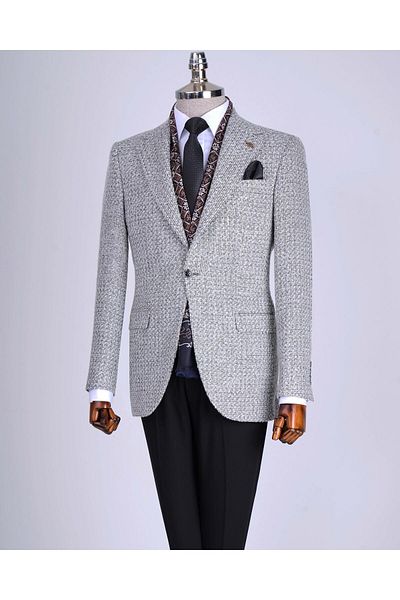 TerziAdemAltun Ανδρικό παλτό slim fit ιταλικού στυλ γκρι T13435