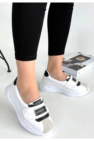 Erbilden Lilay White Skin Black Detailed Sports Shoes