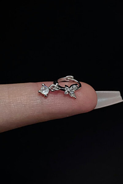 Blisse Piercing Kadın Kelebek Figürlü Sallantılı Zirkon Taşlı Tragus Helix Kı...