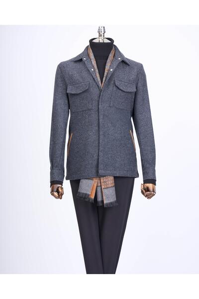 TerziAdemAltun Italian Style Slim Fit Sports Single Jacket Men's Anthracite T13523