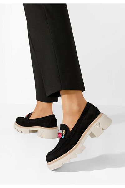 B T Shoes Karisa V3 black thick-soled loafers