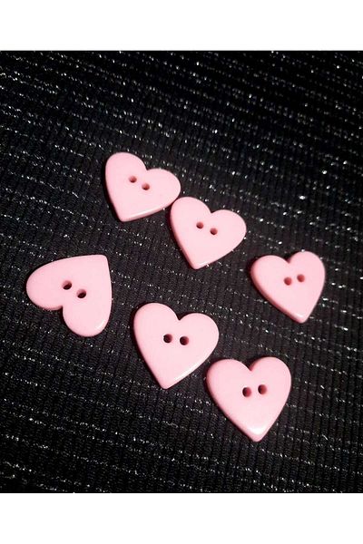 Beyna Pink Polyester Heart Button 2.5 cm 1 Pack 10 Pieces