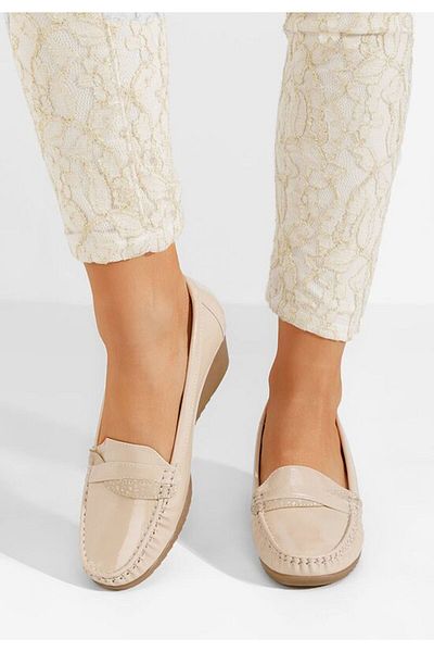B T Shoes Women's platform loafers Saina beige