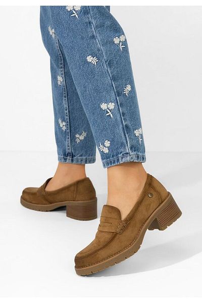 B T Shoes Viaole khaki heeled loafers