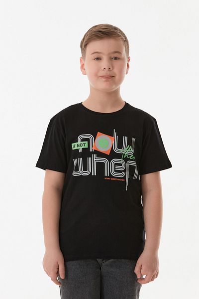 Fulla Moda Tricou pentru băiat, 100% bumbac, cu imprimeu cu slogan