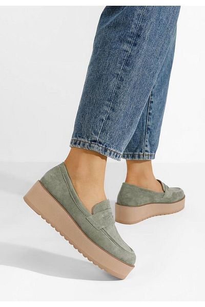 B T Shoes Mocasini cu platforma Leondra V2 verzi