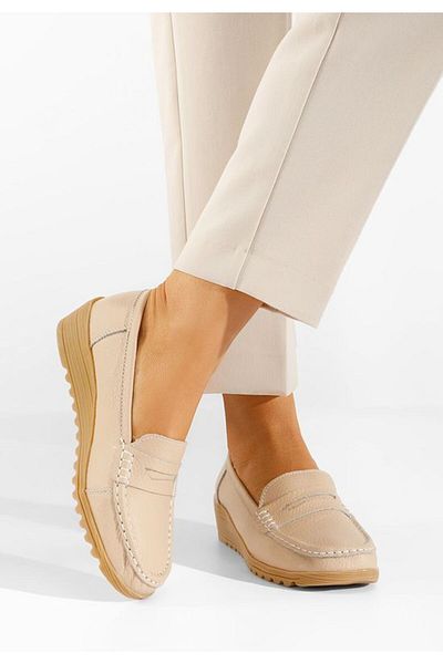 B T Shoes Mocasini piele naturala Valmera V2 bej