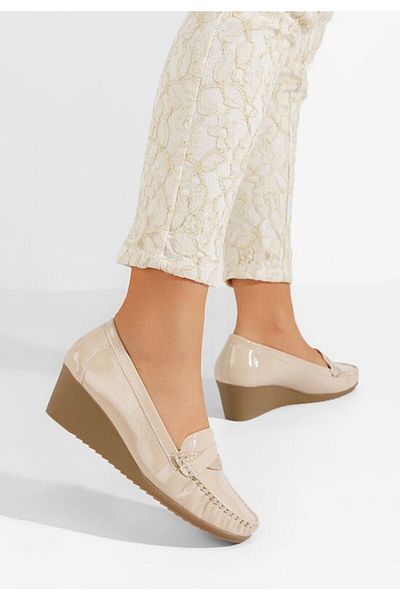 B T Shoes Women's platform loafers Saina beige