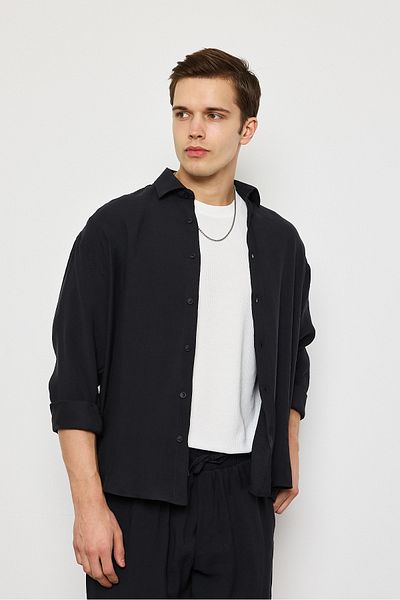 İLKCET MODA Ανδρικό πουκάμισο Oversize Modal Fabric Premium