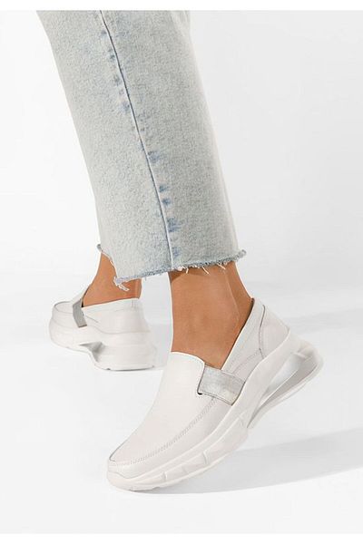 B T Shoes Mocasini dama piele Amelya albi