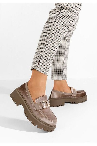 B T Shoes Celise khaki chunky-soled loafers
