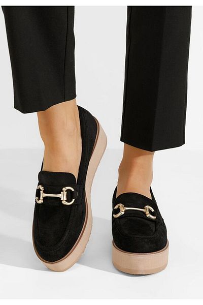 B T Shoes Mocasini cu platforma Leondra V3 negri