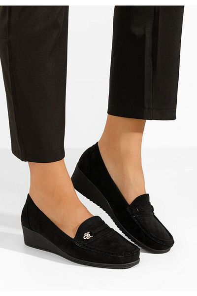 B T Shoes Women's black Adrika platform loafers