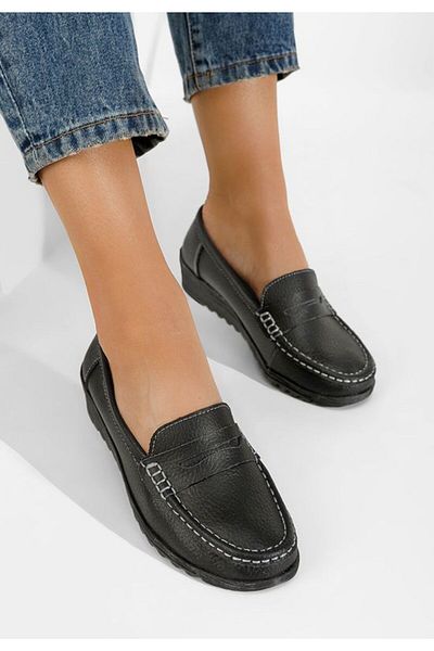 B T Shoes Mocasini piele naturala Valmera V2 negri