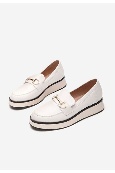 B T Shoes Mocasini cu talpa groasa Dianna albi