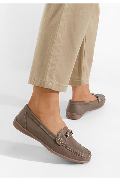 B T Shoes Mocasini piele naturala Celetina kaki