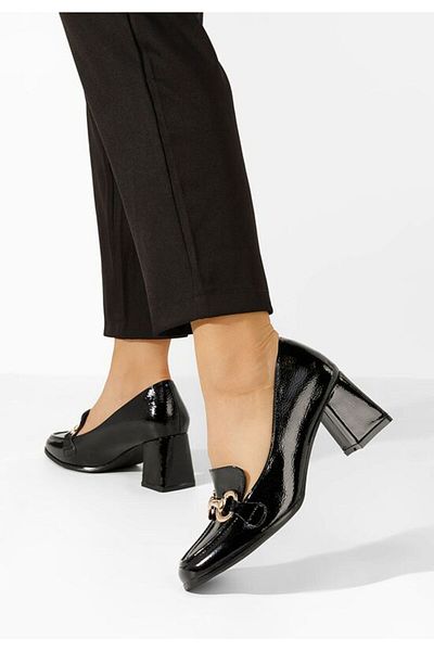 B T Shoes Mocasini cu toc Ardith negri