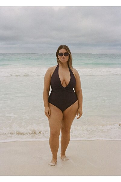 MANGO Woman Halter yaka drape mayo