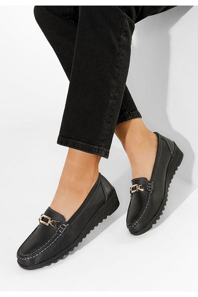 B T Shoes Women's black Fahima platform loafers