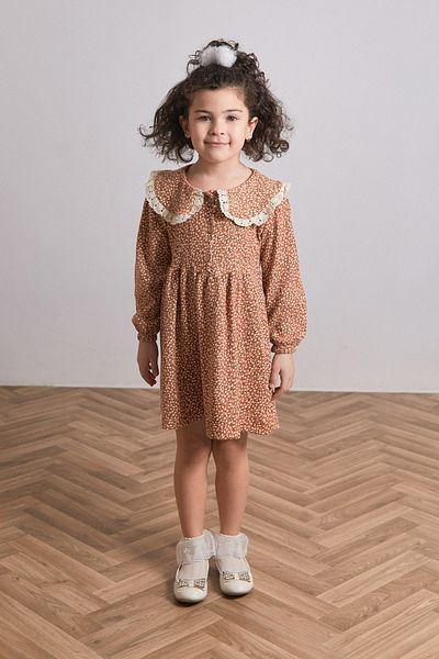 Fulla Moda Φόρεμα για κορίτσια με φλοράλ γιακά