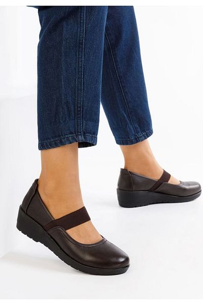 B T Shoes Gracela brown platform ballet flats