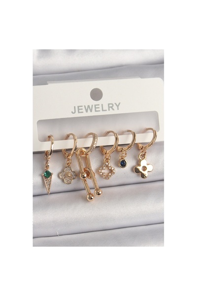 Skygo Brass Gold Color Multiple Figure Women's Earrings Set - Tj-Bkp10094