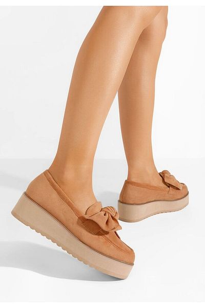 B T Shoes Leondra V5 orange platform loafers