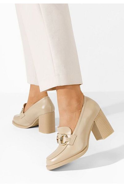 B T Shoes Mocasini cu toc Kyrenia bej