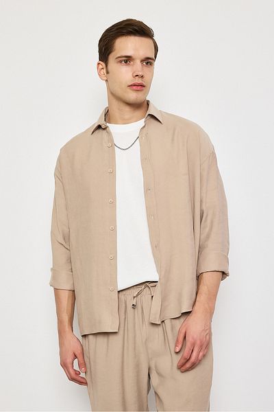 İLKCET MODA Ανδρικό πουκάμισο Oversize Modal Fabric Premium