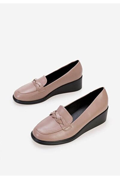B T Shoes Women's platform loafers Cala nude