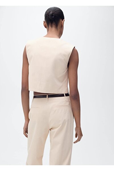 MANGO Woman Crop Cotton Blouse with Buttons