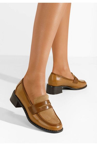 B T Shoes Bruna camel heeled loafers